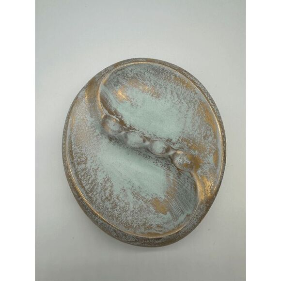 Stangl Pottery Ashtray Four Rests 8” Bronze Aqua Vintage Dish - Picture 4 of 6